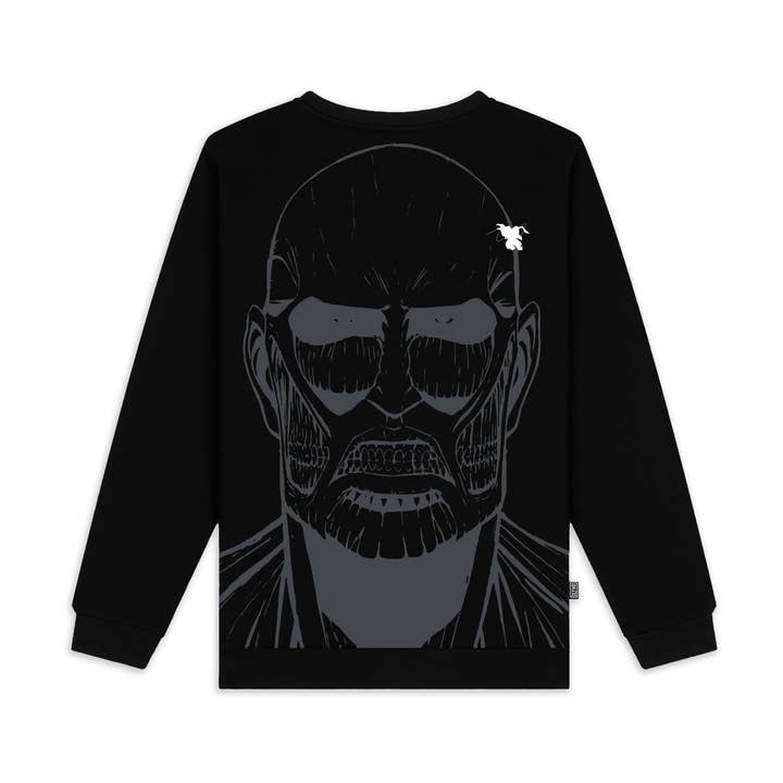 Colossal Titan Crewneck, zwart. • Voor- en achterkant voor wholesale door Dolly Noire