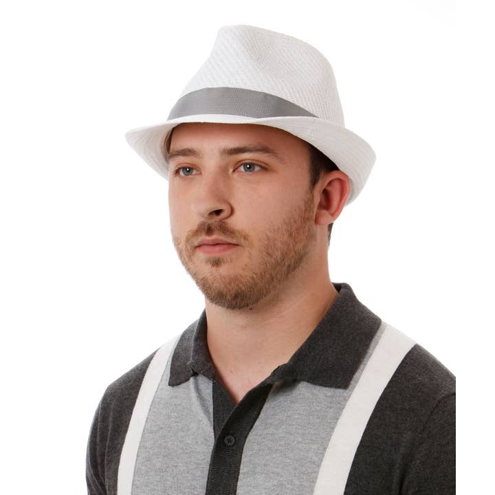 Screamer – Fedora - Unissexo por atacado – Fedora de Aba Estreita Gilbert White 100% Papel1