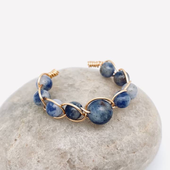 Mio Queena - Wholesale Cocktail/Statement Ring - Copper Wire Hand-woven Natural Stone Adjustable Ring28