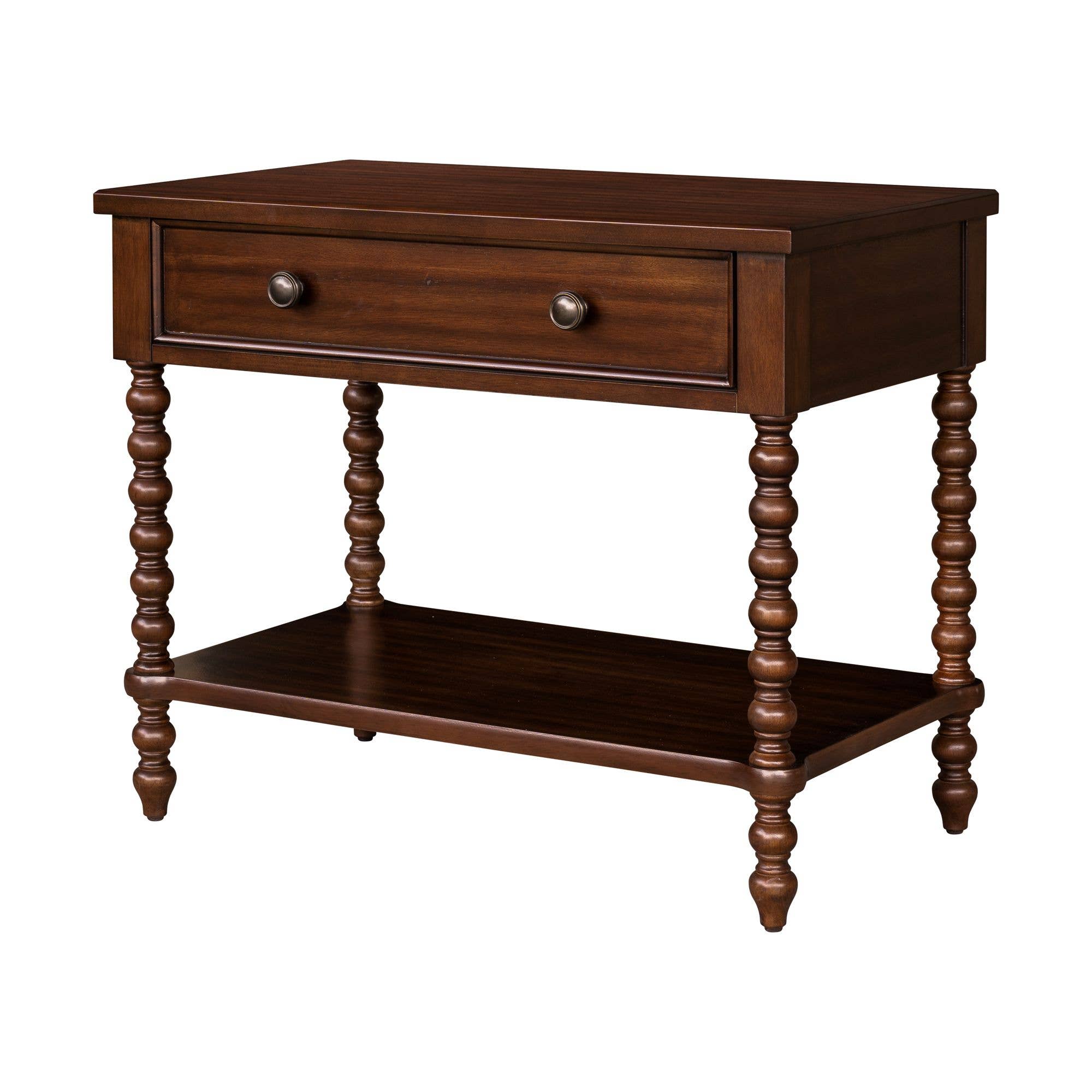 Olliix - Wholesale Side Table - 26"H Large Turned Wood Spindle Nightstand, Morocco Brown6