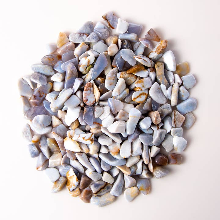 Tree of Life Gems - Wholesale Spiritual Stone/Crystal - Small Tumbled Opaque Blue Chalcedony1