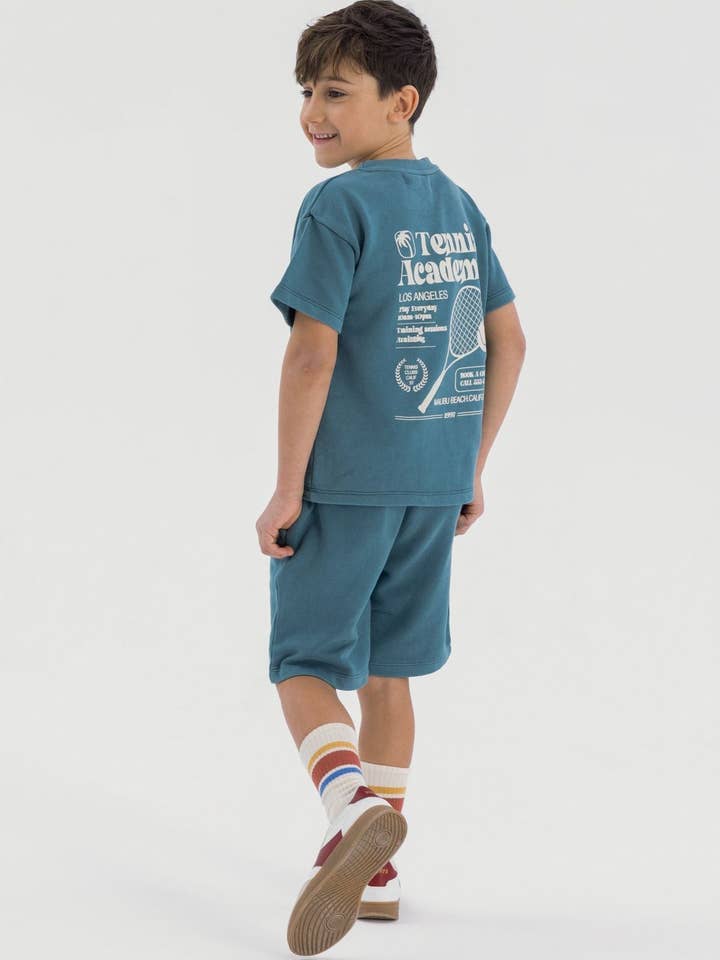 Pojkars kortärmad t-shirt och shorts set grön 3-14 år för wholesale av Minoti sp. z o.o.