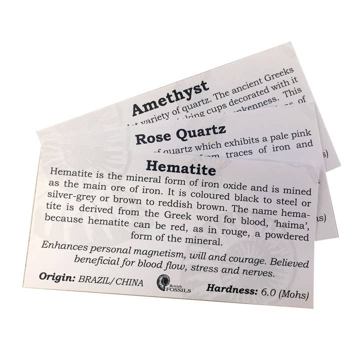 British Fossils - Wholesale Spiritual Stone/Crystal - Tumbled Gemstone Information Cards