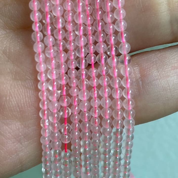 The Bead Bazaar - Wholesale Beads - Small Round 2mm Gemstone Beads, 2mm Natural Rose Quartz Beads, Tiny Amethyst Beads, Accent Beads For Jewelry Making, Rhodonite Beads, Tiny Agate4