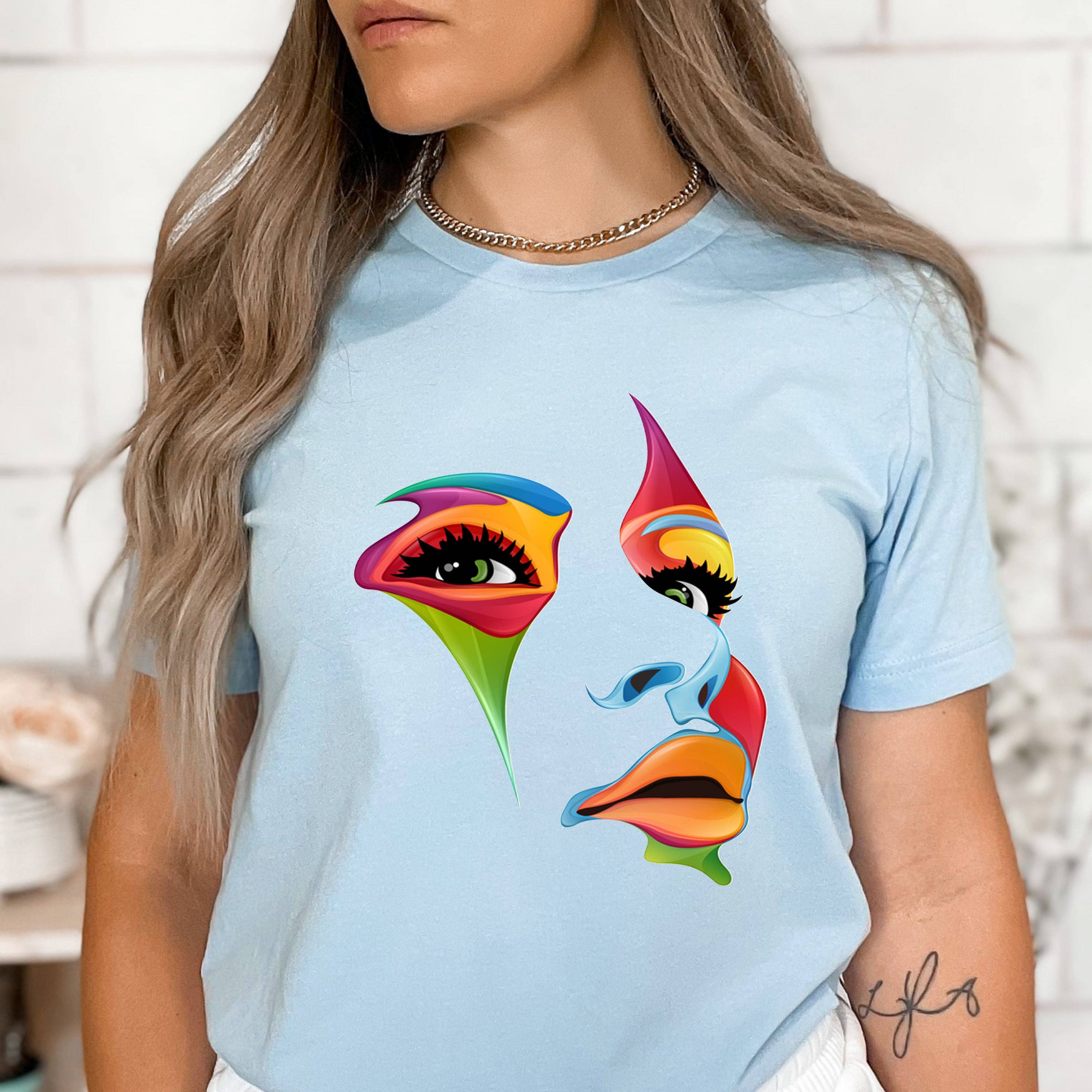LA Shirt Company - Wholesale T-Shirt (Graphic) - Women's - Beautiful Multicolored Face - Bella Graphic Tee7
