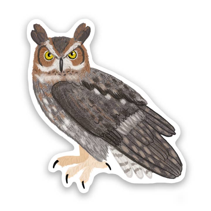 Great Horned Owl Vinyl Sticker Decal for wholesale by Proper Wolf