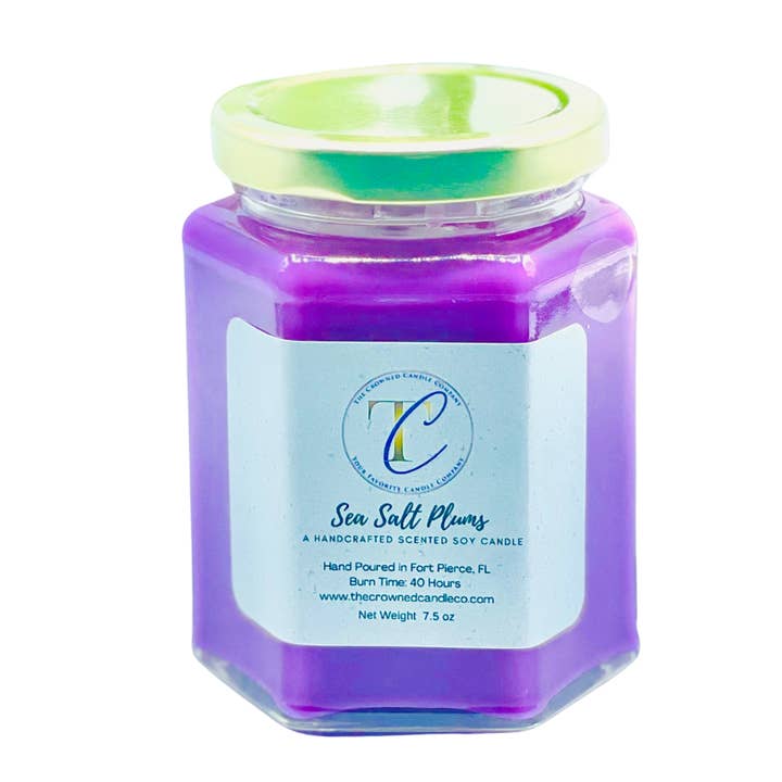 Sea Salt Plums Soy Candle for wholesale by The Crowned Candle Company