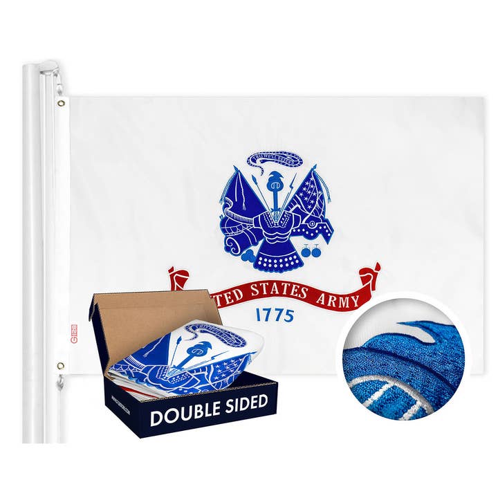 US Army Flag 210D Embroidered Polyester 3x5 Ft - Double Sided 3ply for wholesale by G128