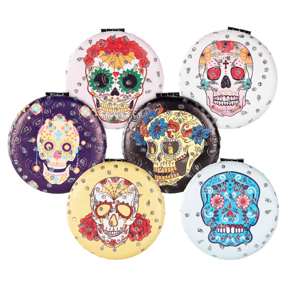Benjamin International - Vente Miroirs de poche - Miroir compact tête de mort - couleurs assorties1