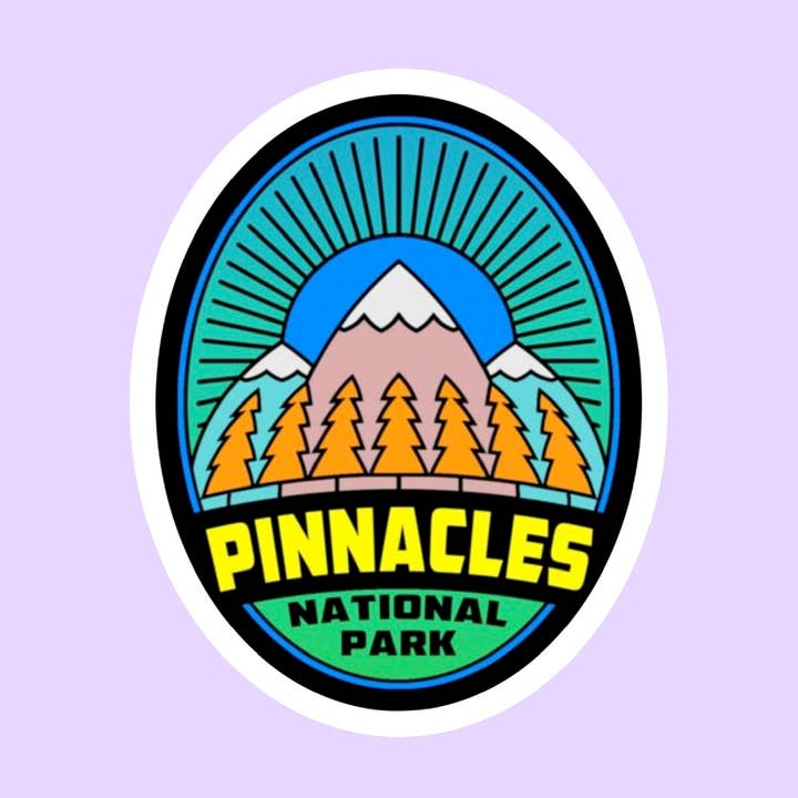 Gestanste sticker met logo van Pinnacles National Park voor wholesale door The Sticker Lab