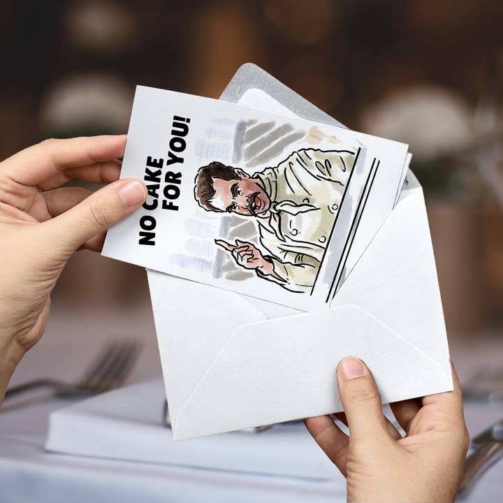 Aaron Millard Illustration - Vente Cartes d'anniversaire - « No Cake for YOU » - Carte d'anniversaire amusante Sitcom Meme5