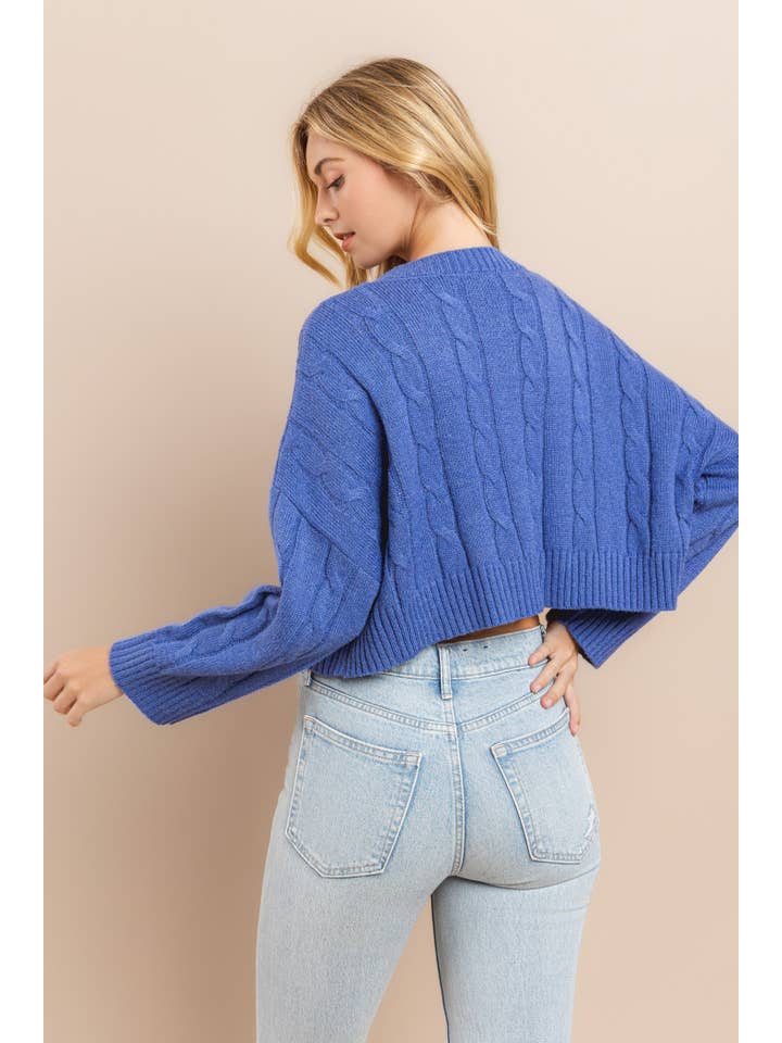 AIBLEE - Wholesale Knit Sweater - Women's - Cable Cropped Sweater - Retro/Vintage Design2