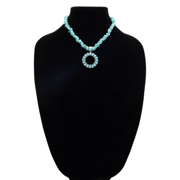 Urbanista – wholesale Pendant/charm necklace – Semi Stone Circle Pendant Necklace1