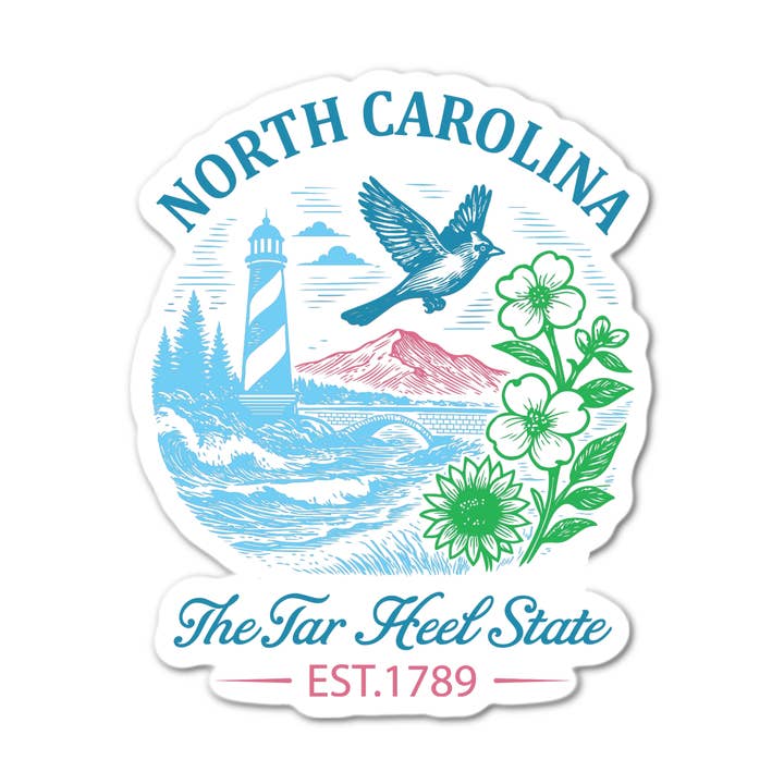 North Carolina Der Tar Heel Staat Gegr. 1789 Aufkleber für den Großhandel von Stick-It Expressions