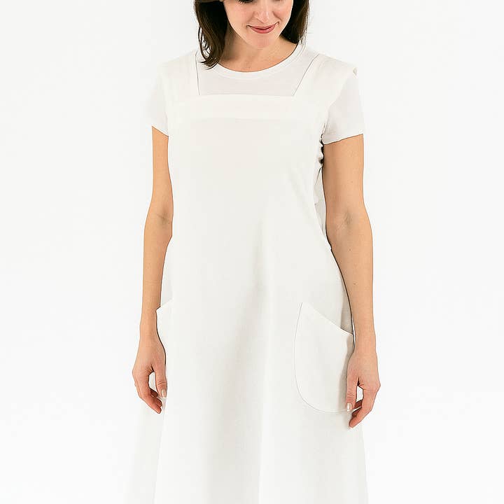 Fennco Styles - Wholesale Apron - Ivory Criss-Cross Back Pure Apron 1