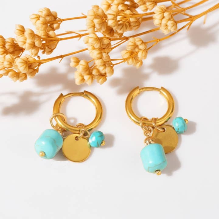 Turquoise Stone Earrings for wholesale by Produtos Namasté