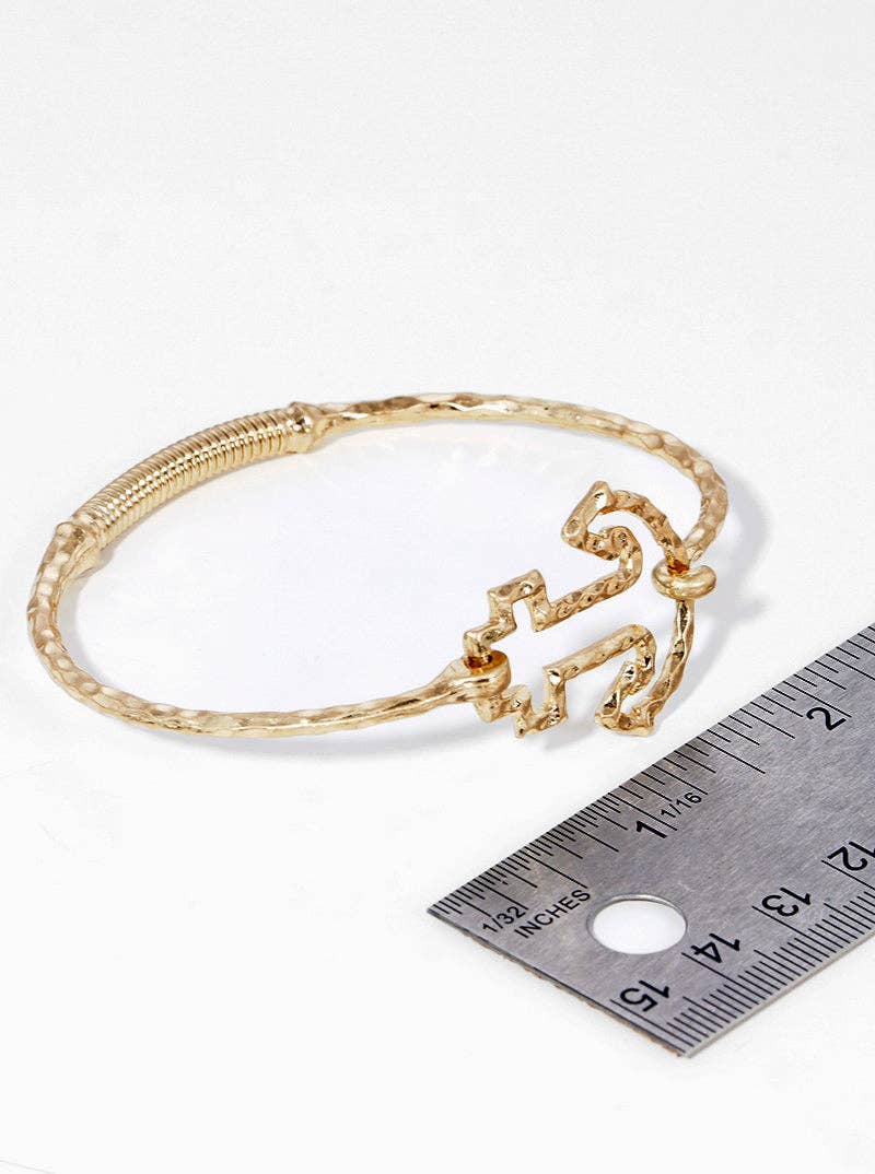 Wild Honey - Wholesale Bangle Bracelet - Hammered Metal Anchor Spring Hook Bangle Bracelet1