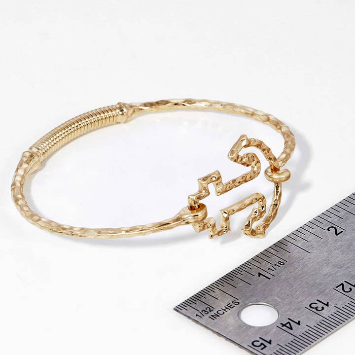 Wild Honey - Wholesale Bangle Bracelet - Hammered Metal Anchor Spring Hook Bangle Bracelet1