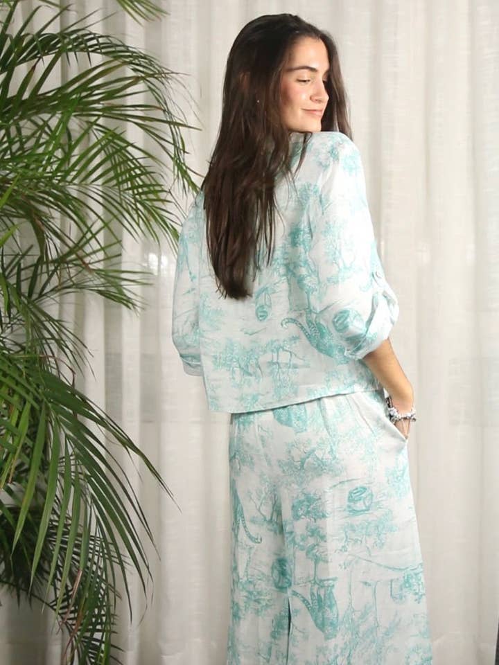 Linen & More - Wholesale Pants - Women's - REF 996 PRINTED LINEN TROUSERS 100%
