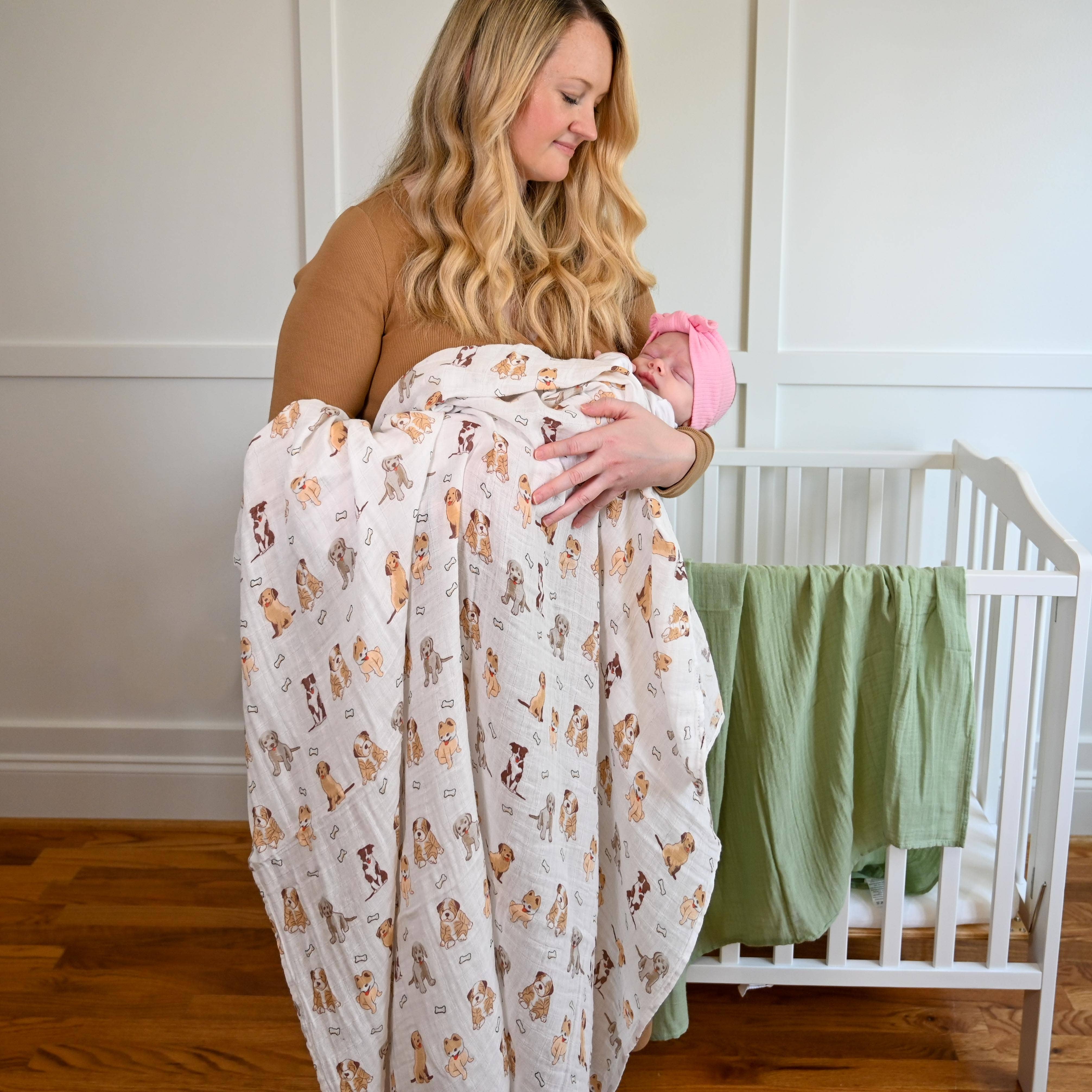 LollyBanks - Wholesale Swaddle - Baby - Woof Woof Baby Muslin Swaddle Blanket5