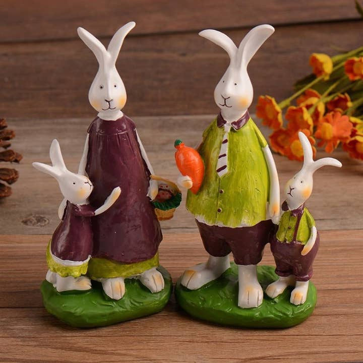 Rabbit Family Figurines for wholesale by Mothology Home