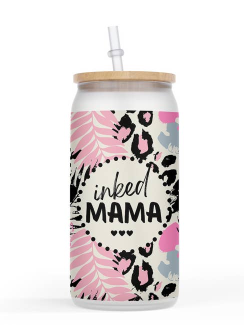Inked mama glass cup for wholesale by Bouska Boutique