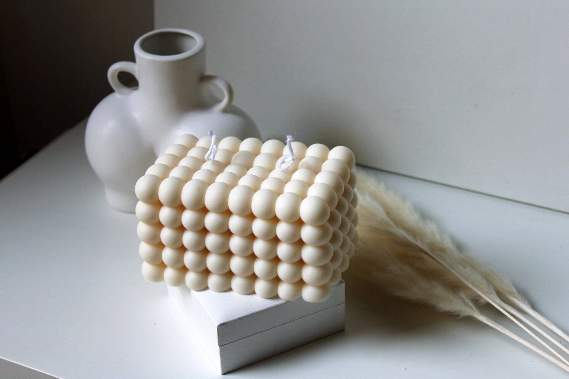 MarneyAsh - Venta al por mayor Velas de diseño llamativo - Vela grande con forma de cubo de doble burbuja, vela de burbujas XL con 2 mechas1