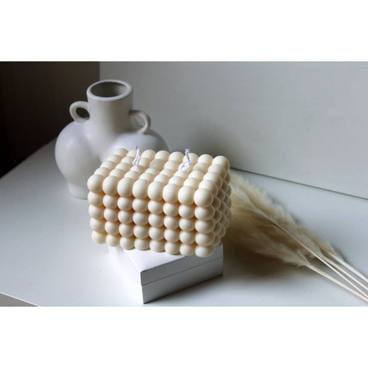 MarneyAsh - Venta al por mayor Velas de diseño llamativo - Vela grande con forma de cubo de doble burbuja, vela de burbujas XL con 2 mechas1