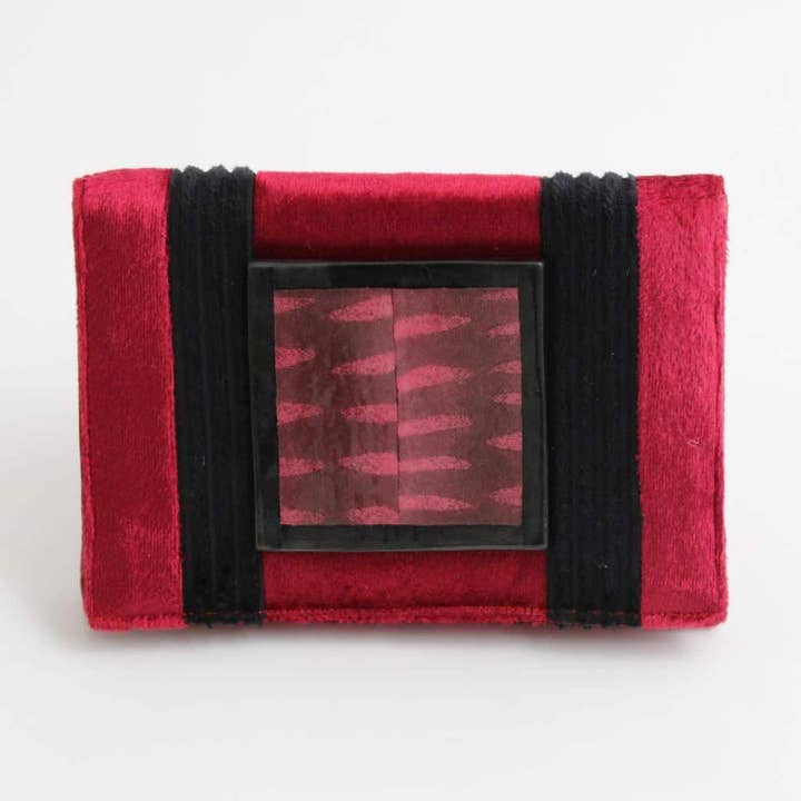 Red and Black Velvet Clutch for wholesale by Sylca Designs