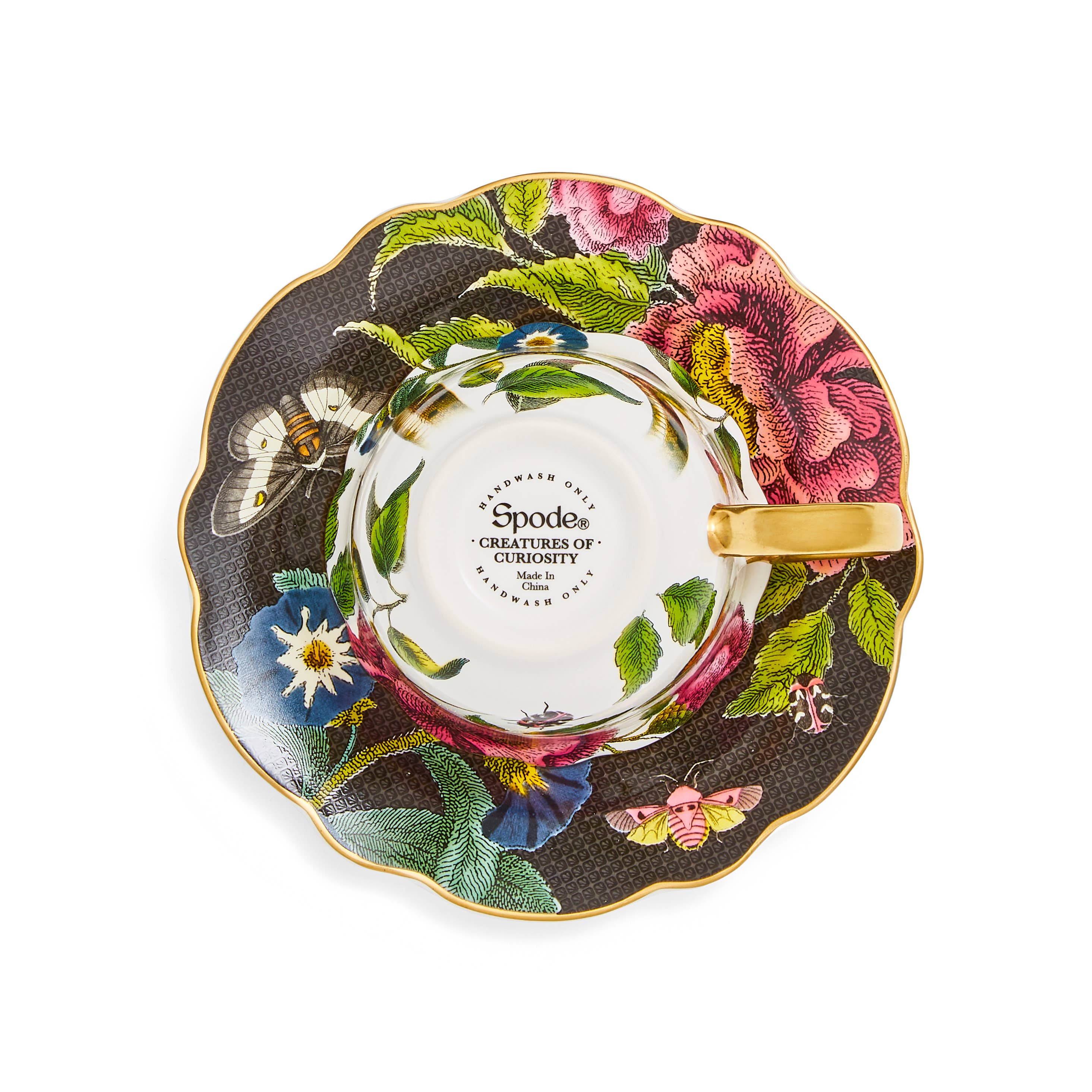 Portmeirion, Spode, Pimpernel, Nacthmann, Wrendale Designs - Wholesale Tea Set - Creatures of Curiosity Dark Floral Teacup and Saucer2