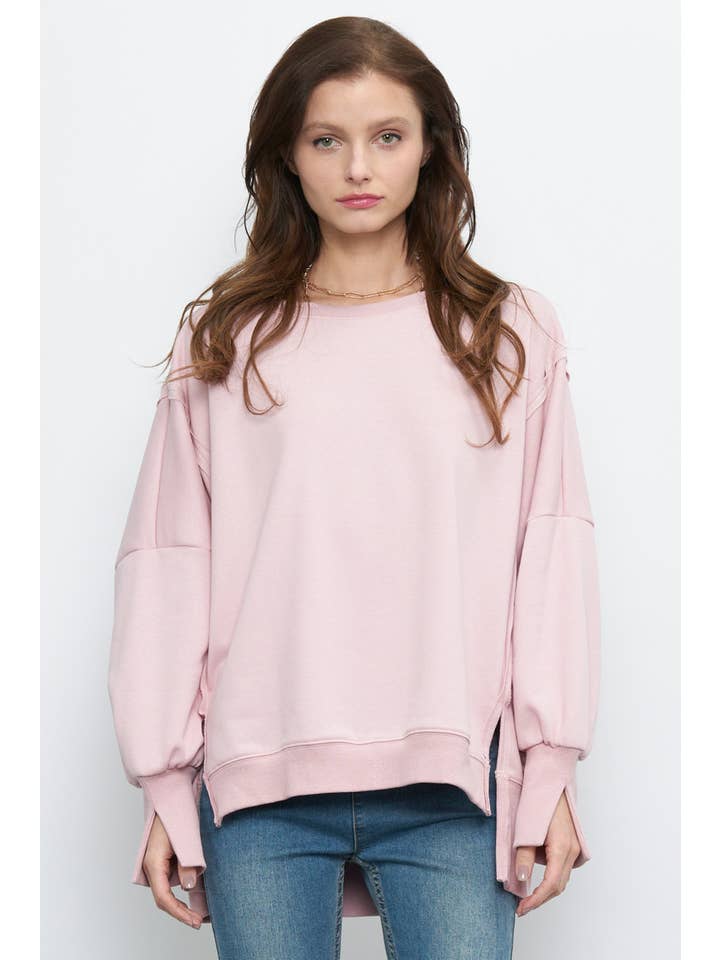 Newbury Kustom - Wholesale Sweatshirt - Women's - 50965 - BOXY FIT SEAM DETAIL SWEATSHIRTS21