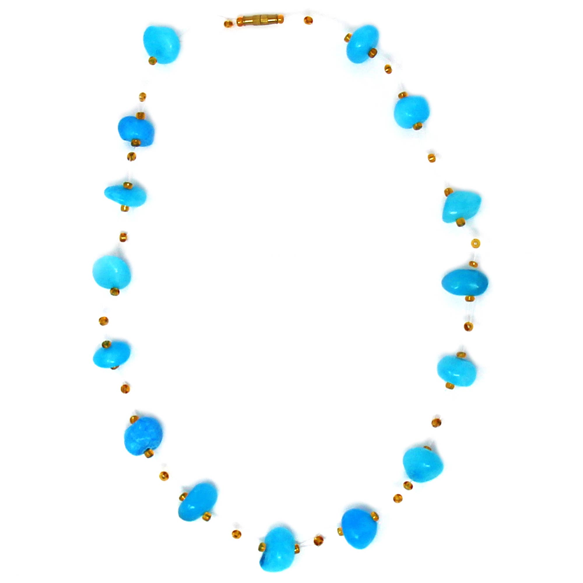 Global Crafts - Wholesale Beaded/Pearl Necklace - Floating Stone and Maasai Bead Necklace - Turquoise5