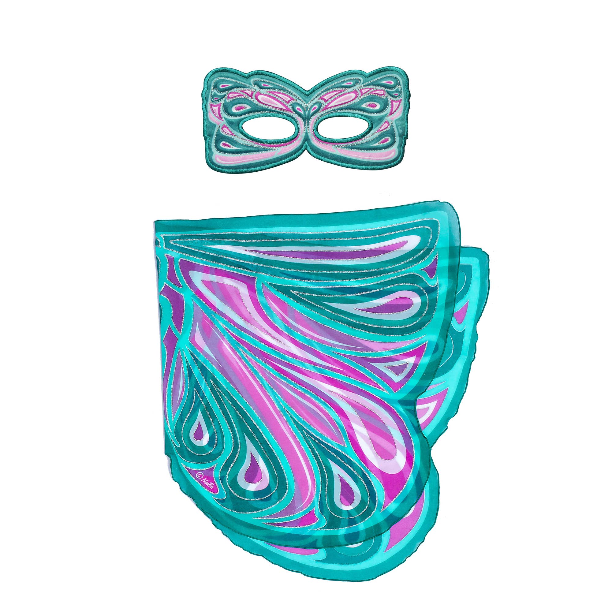 DREAMY DRESS-UPS® - Vente Cape – enfant - Ailes et masque de fée Green Fortune (costume cape pour enfants)1