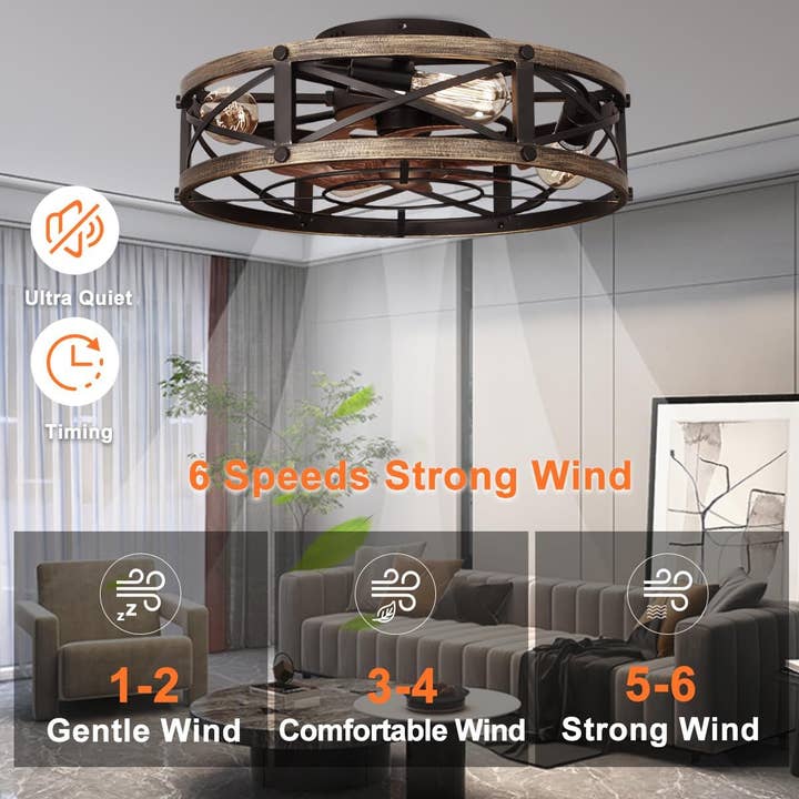ShipItFurniture - Wholesale Ceiling Fan - Rustic Bladeless Ceiling Fan With Light And Remote 6 Speeds1