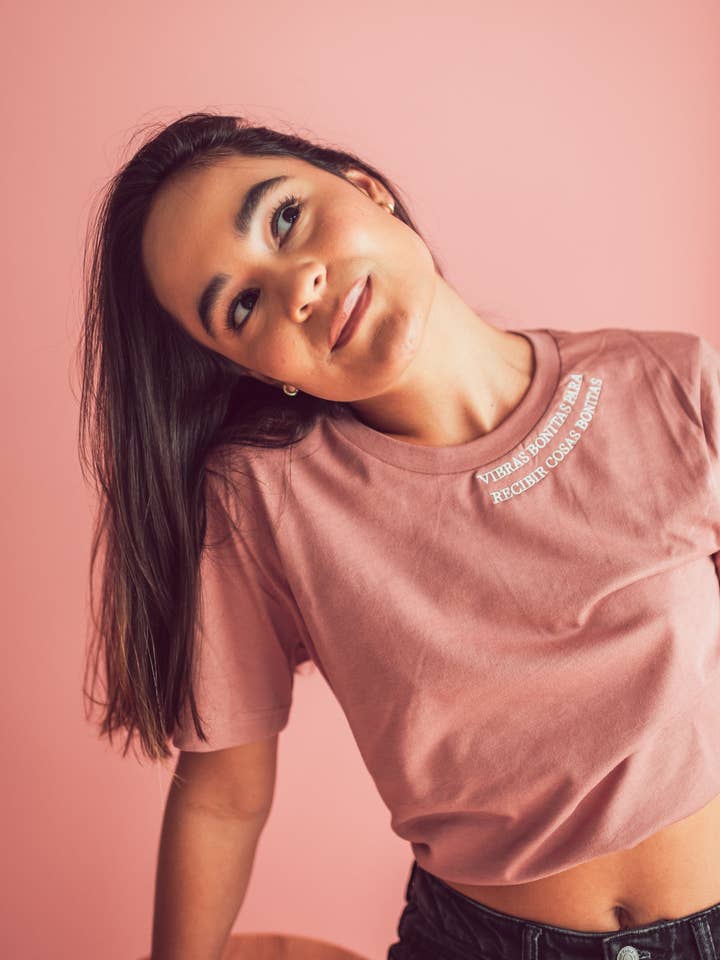 Vibras Bonitas Embroidered Tee for wholesale by Jen Zeano Designs