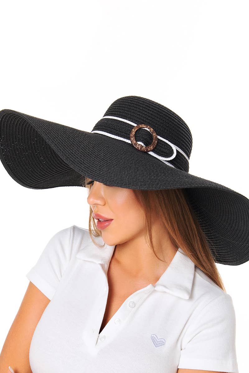 anbfashion – wholesale Stråhatt – Dam – MODE HALM ACETAT RING ACCENT SOLHATT 8492