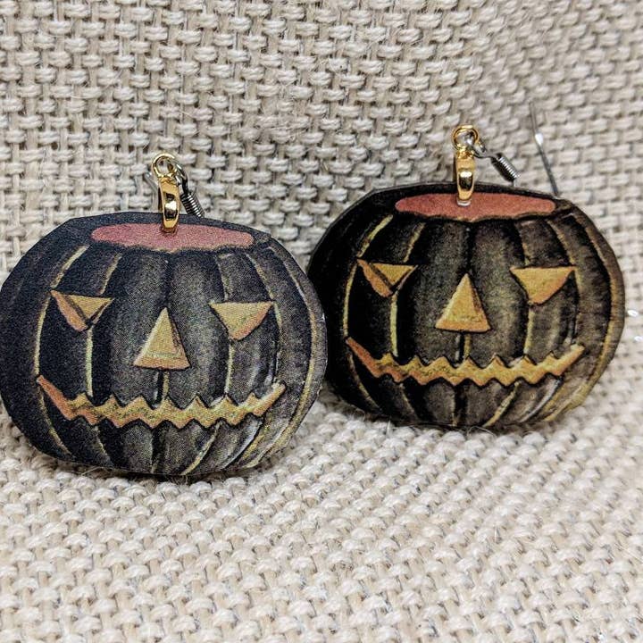 Boucles d'oreilles citrouille vintage Hallowen pour la vente par Iamsonotcool