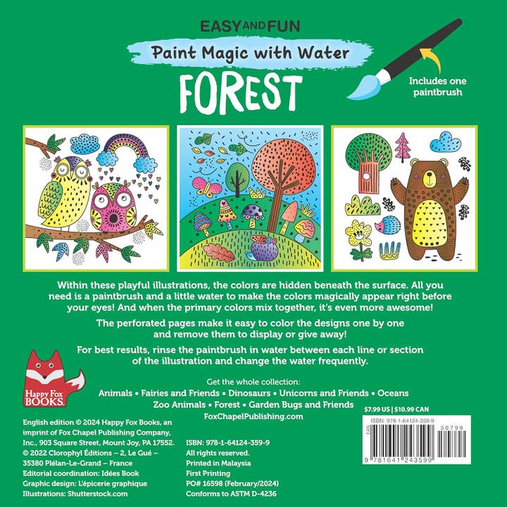 Fox Chapel Publishing - Wholesale Coloring Book - Kids & Baby - Easy and Fun Paint Magic with Water: Forest1