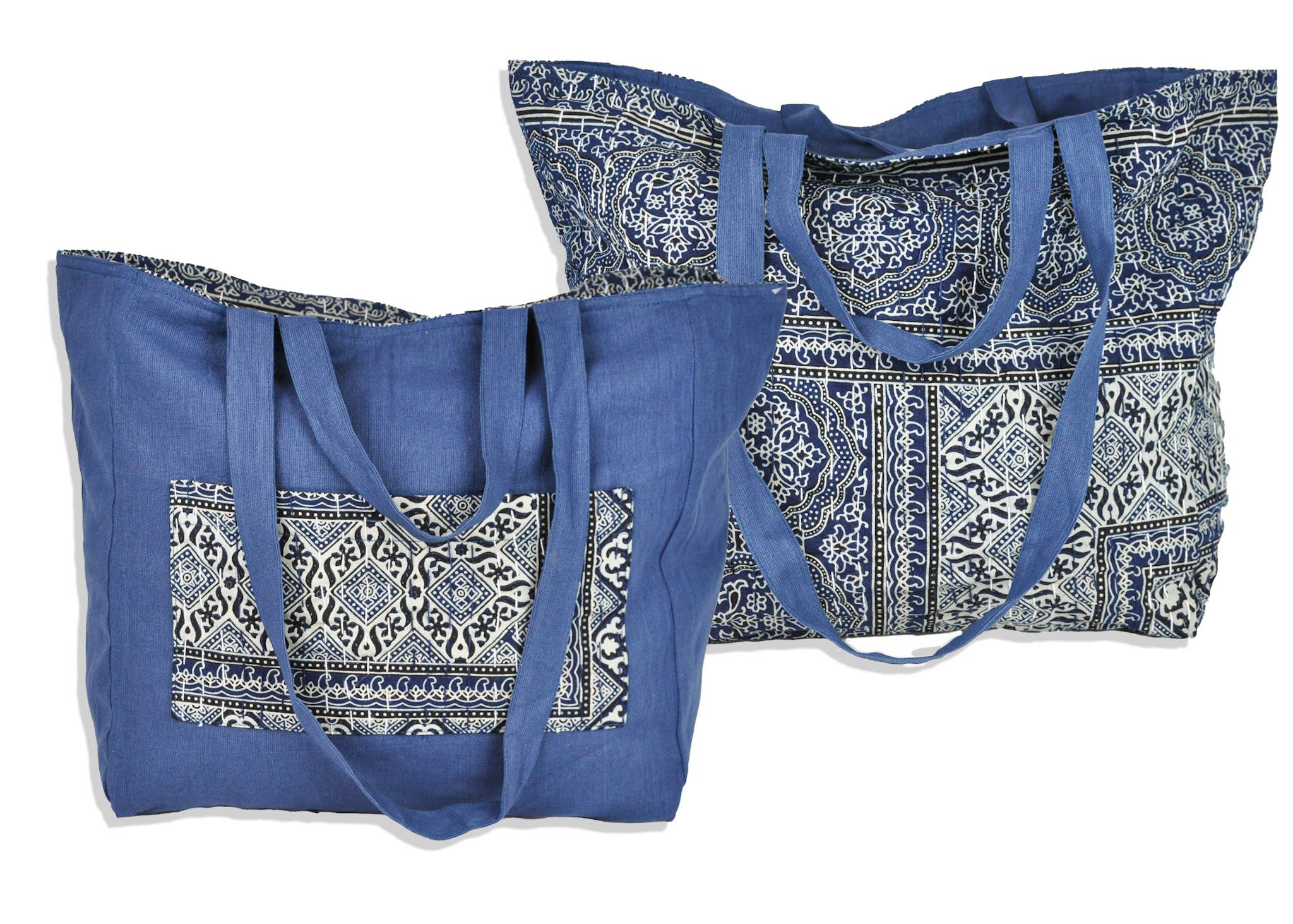 Zumki - Wholesale Tote Bag - Women's - Reversible Kantha Cotton Shopping Shoulder Tote Bag7