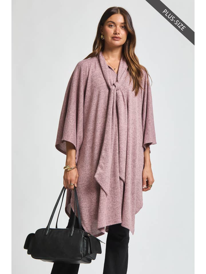 Dear Scarlett - Wholesale Poncho - Women's - PLUS SIZE Flowy Draped Poncho Top20