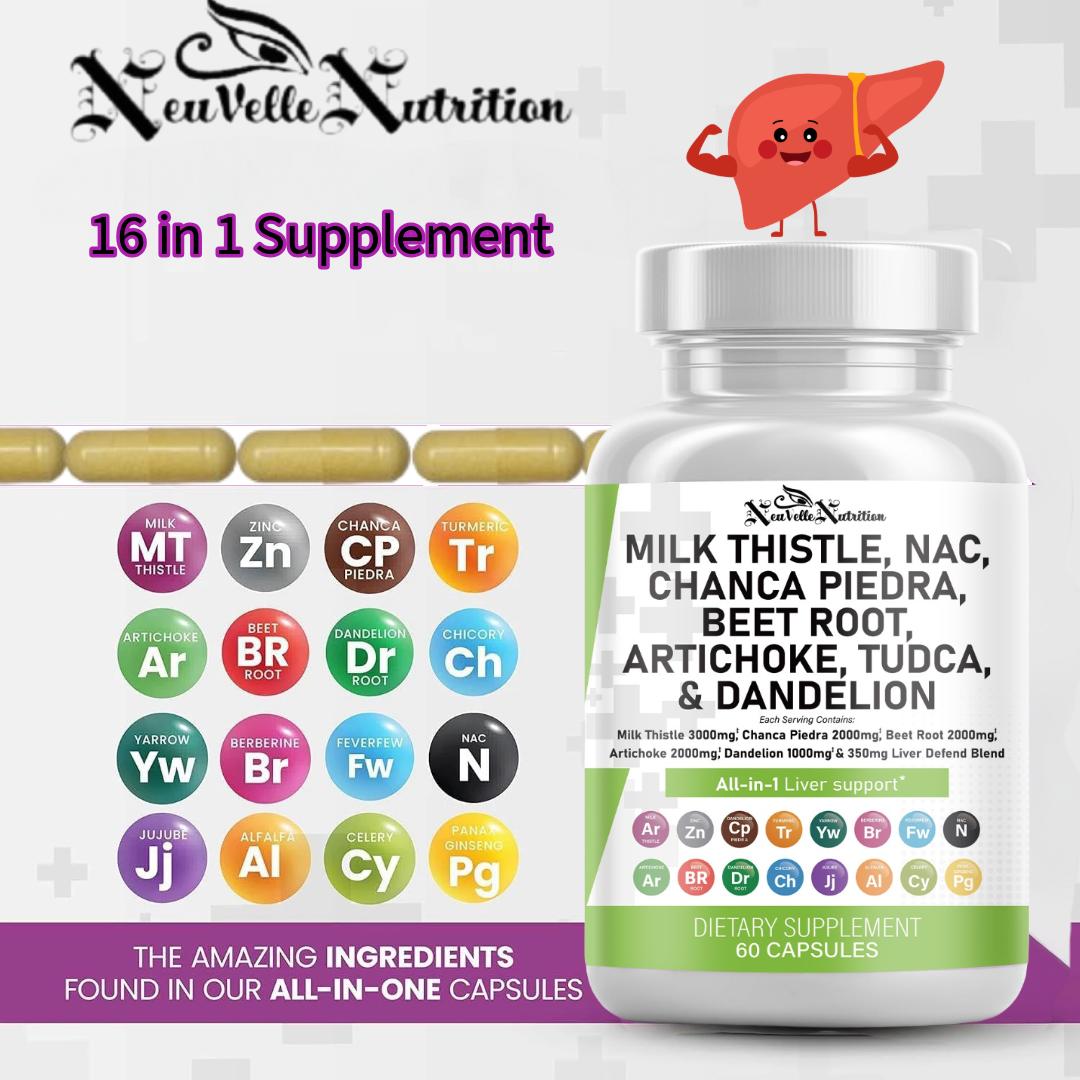 NeuVelle Nutrition - Wholesale Oral Supplement/Vitamin - NeuVelle Liver & Metabolic Detox Complex – All-in-1 Formula with Milk Thistle, NAC, Chanca Piedra, Beet Root, TUDCA, Artichoke, Berberine, Dandelion, Zinc, Turmeric & More – Advanced Liver, Digestion & Metabolism Support – 60 Vegan Capsules4