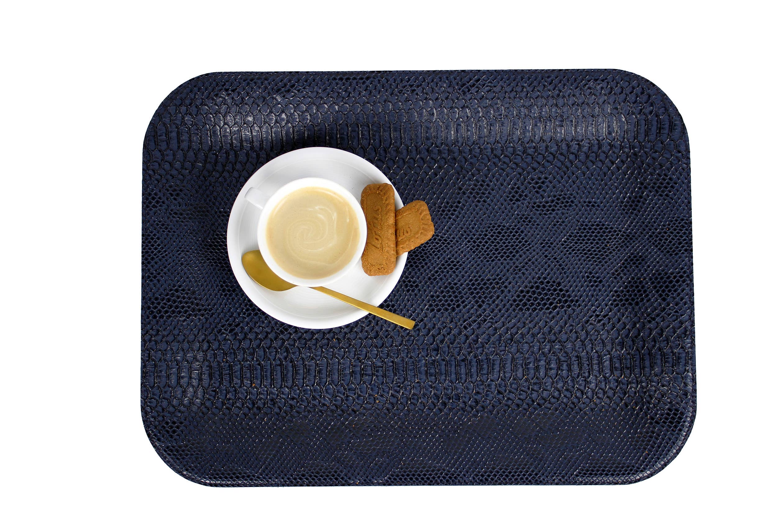 Signature Home Collection GmbH - Venta al por mayor Bandeja de servir - Bandeja grande y plana de piel sintética con forma de reptil de color azul oscuro4