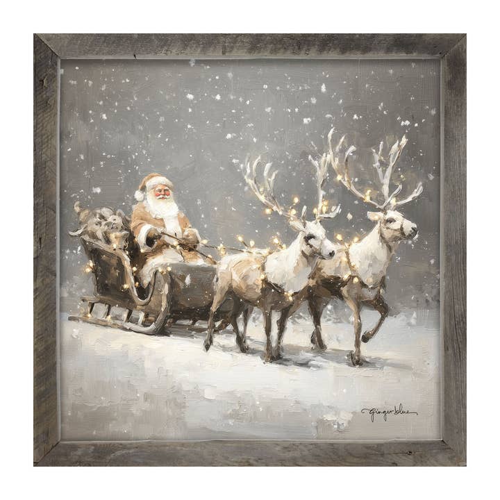 ginger blue - Wholesale Christmas Wall Art - Christmas Lights on Sleigh7