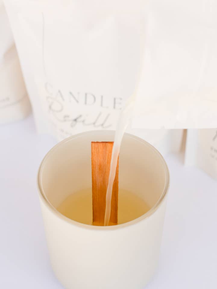 Oakwood + Vanilla Soy Wax Candle Refill for wholesale by The Mayan Collective