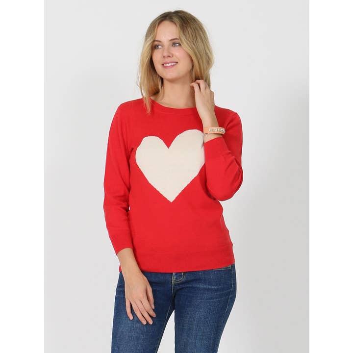42POPS - Wholesale Knit Sweater - Women's - ..SI-6396 Sweet heart valentine fitted pullover sweater6