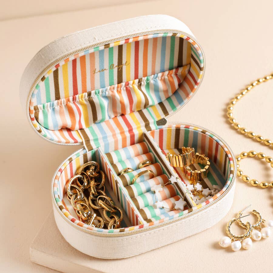 Lisa Angel – wholesale Jewellery box/organiser – Ciao Bella embroidered Oval travel Jewellery Case1