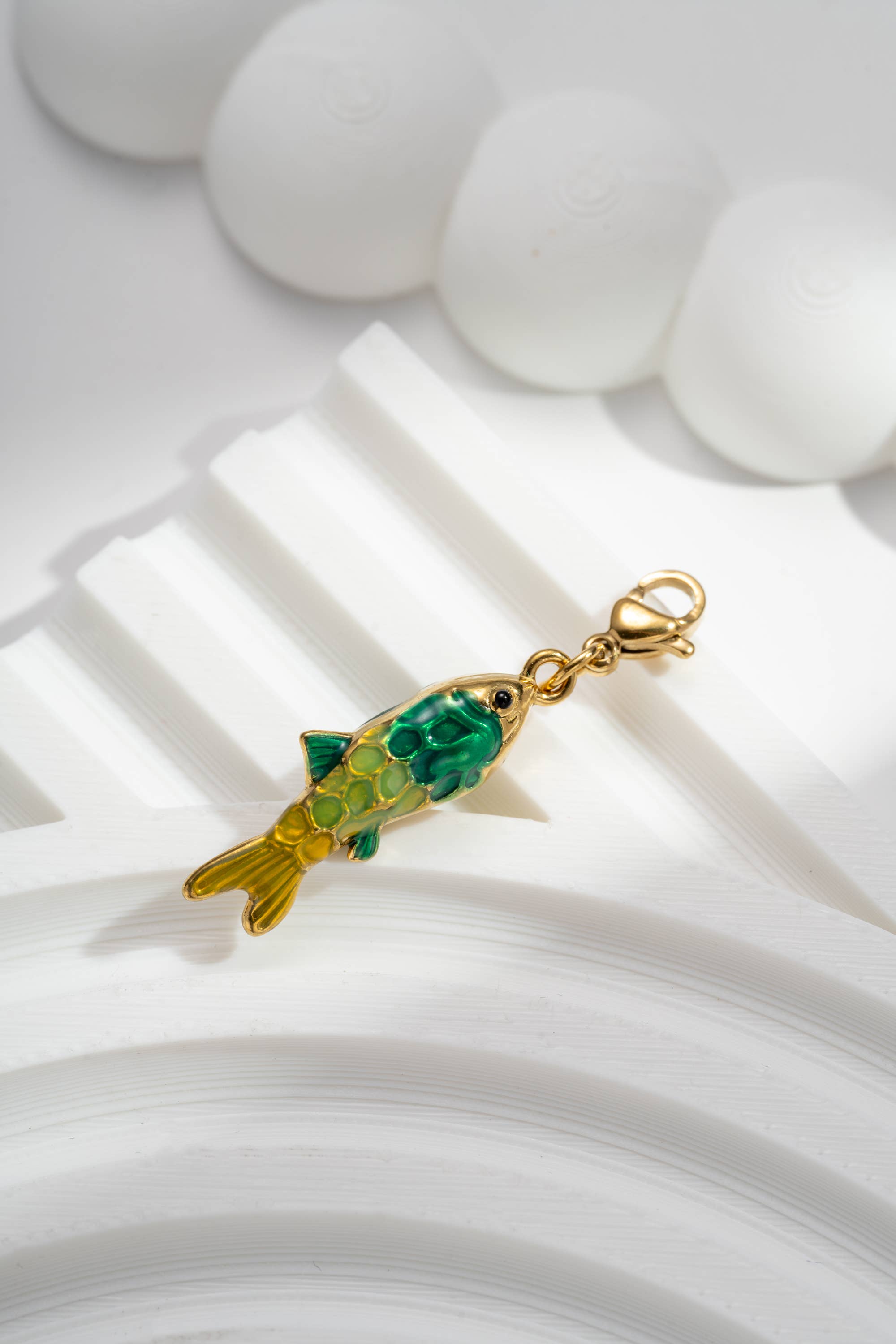 COSMOS - Wholesale Individual Charm/Pendant - Multicolored golden fish charm, bright, artistic2