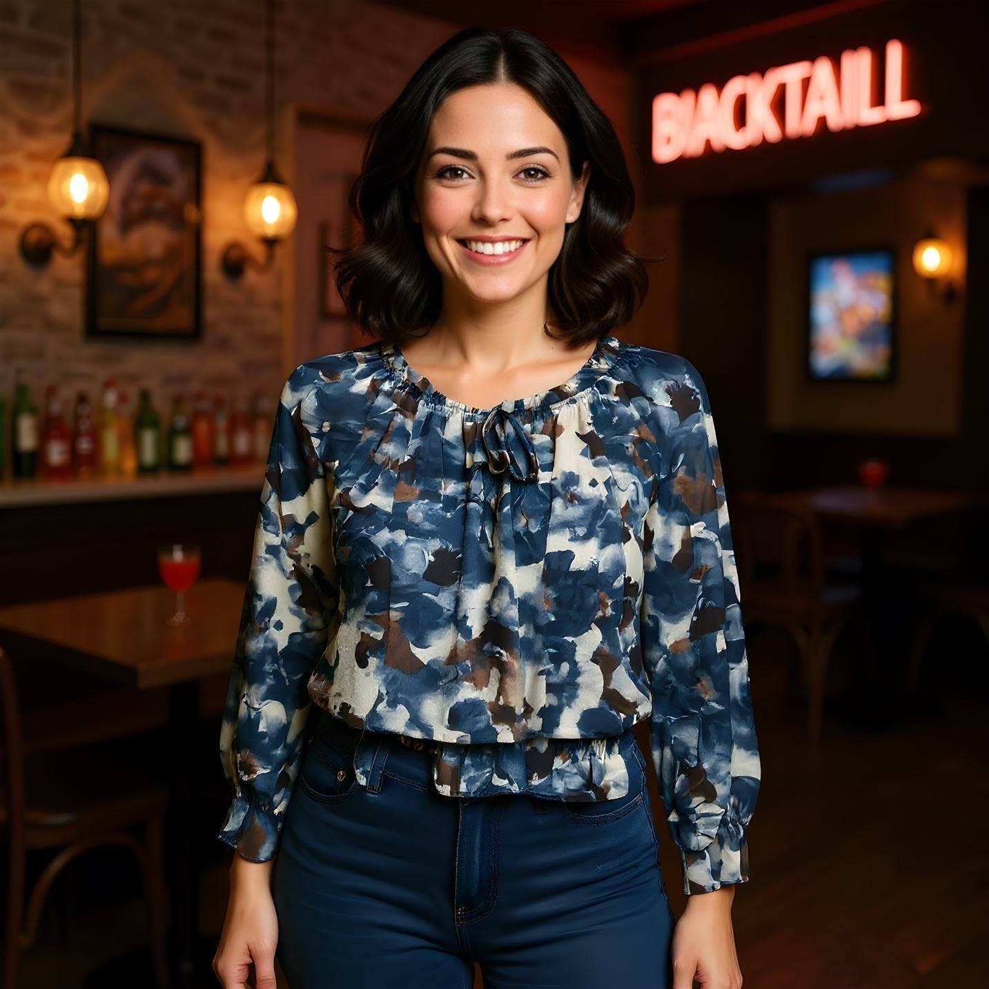 Kurt Muller - Wholesale Blouse - Women's - Abstract Floral Ruffle Bardot Blouse 2