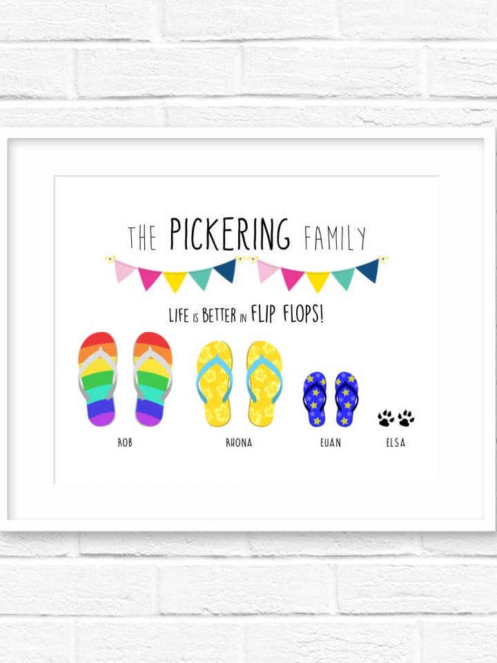 Personalised Family Flip Flop Print for wholesale by Mermaid Marys