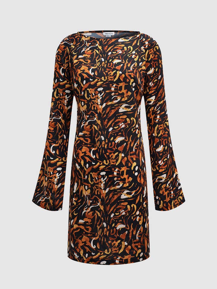 URBAN REVIVO Allover Print Klocka Ärm Bodycon Klänning för wholesale av UrbanRevivo